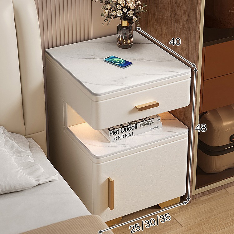Cofre de cabecera inteligente, lujo ligero, sensación de alto nivel, estante de cabecera de cama moderno y pequeño.