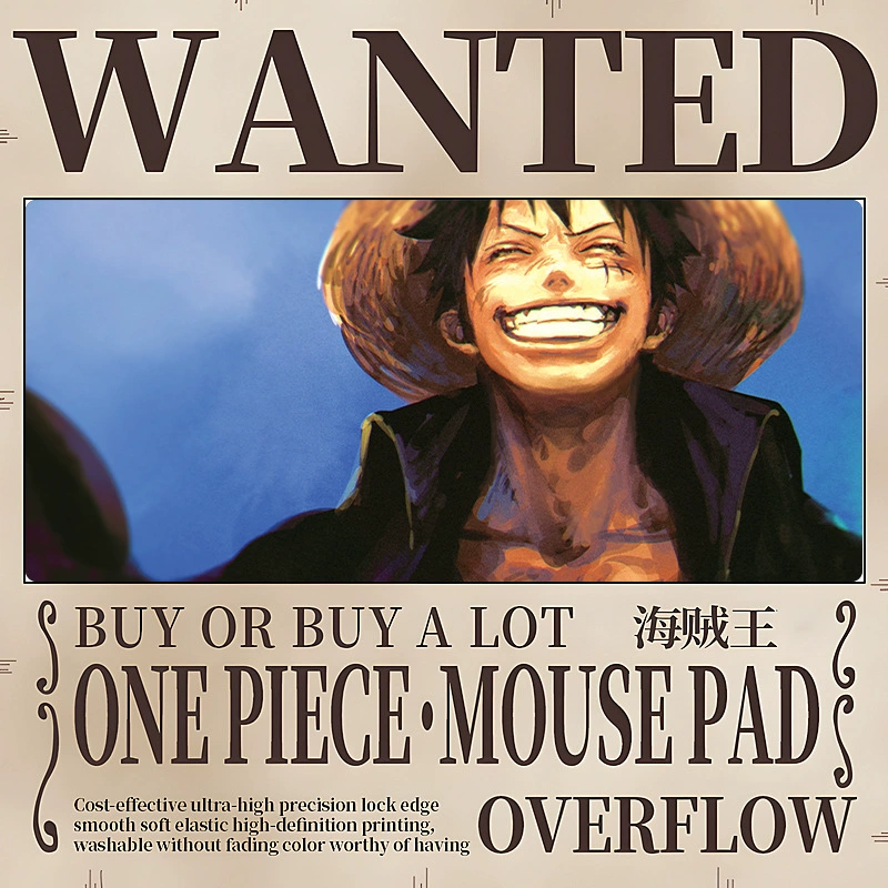 Коврик для мыши увеличенный One Piece Luffy коврик для мыши Solong женский аниме двухмерный утолщённый с застёжкой край столовый подкладка