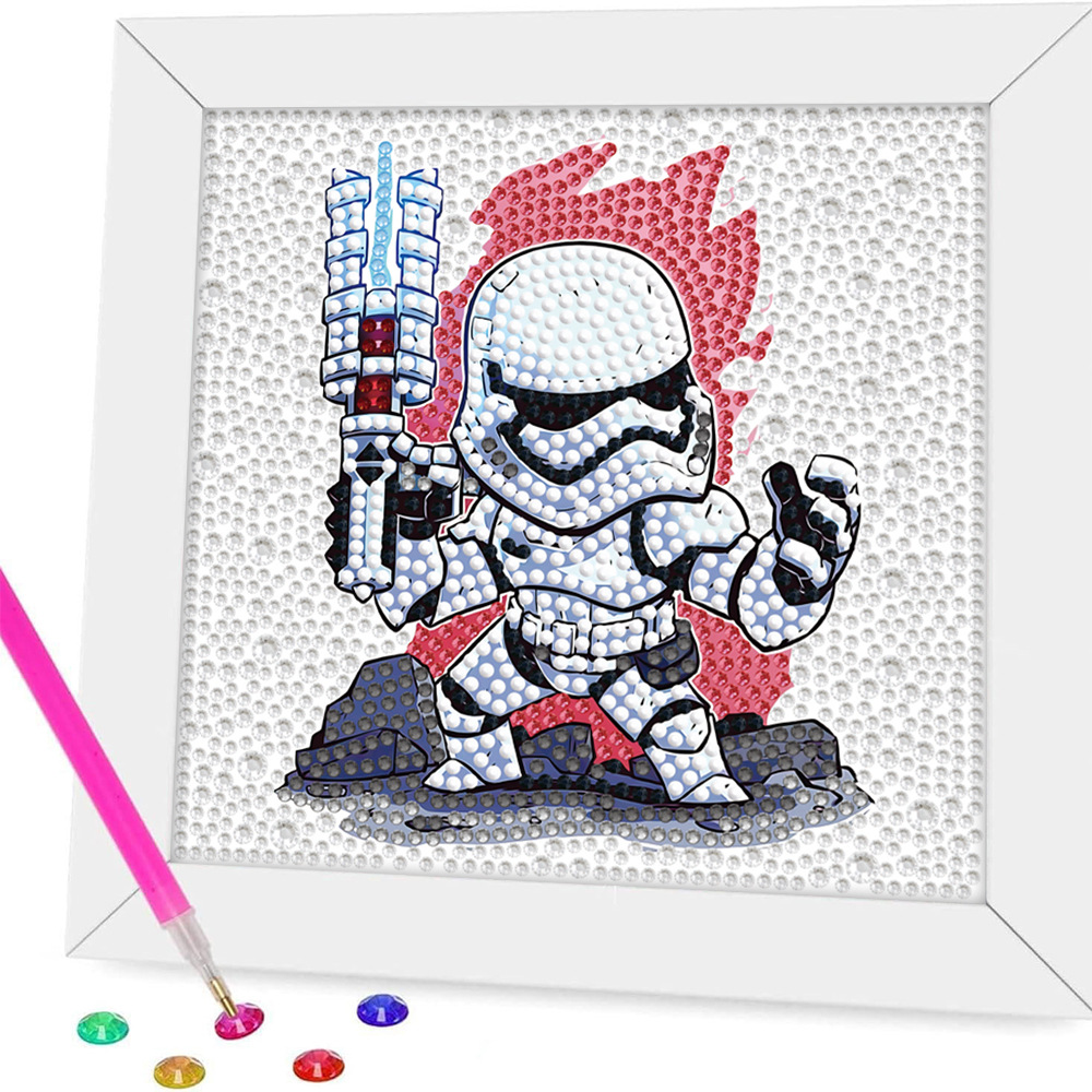 Pintura de diamantes enmarcada hecha a mano, superventas transfronteriza, de dibujos animados infantiles de la princesa Elsa, linda pintura de pegatinas de diamantes DIY