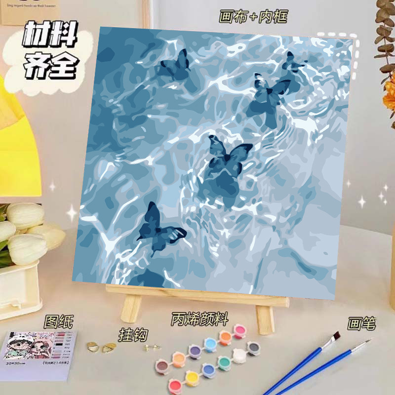 Pintura al óleo digital de bricolaje, dibujos animados para niños, pinturas para colorear hechas a mano, lindos puestos de animación curativos, comercio exterior transfronterizo