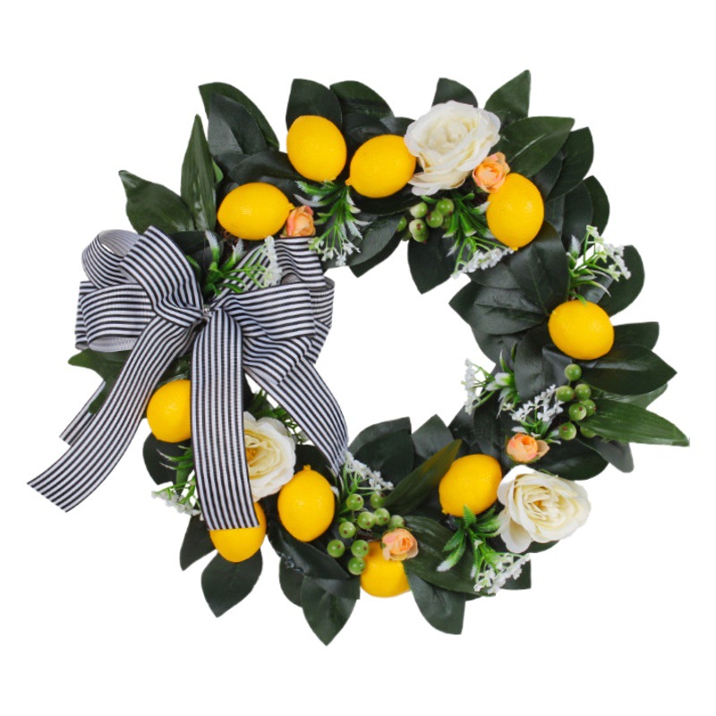 Hong Kong amor arco guirnalda de limón 2024 transfronteriza limón flor artificial puerta colgando decoraciones al aire libre patio anillo de ratán