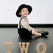 两岁男孩生日主题摄影服装儿童影楼童装背带裤套装2岁3小红书抓周