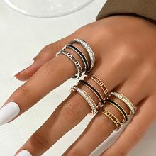 缀尚品三合一镂空镶钻滴油戒指简约时尚女士厂家批发ins风排钻