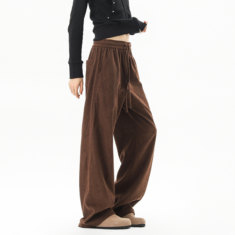 American Old Money Style Three-Dimensional Cut Corduroy Straight Sweatpants Unisex Spring and Autumn Retro Drape Casual Long Pants