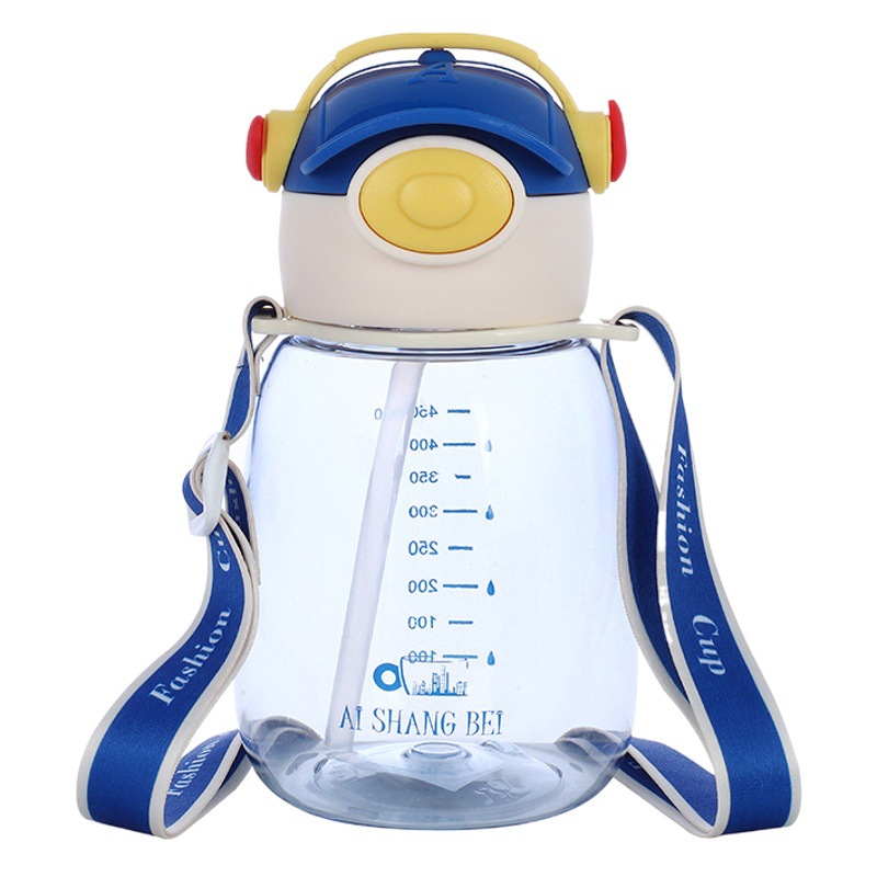 Aishang Copa Luban N ° 7 de plástico portátil de dibujos animados taza de paja taza de agua para niños correa para niños taza de viaje