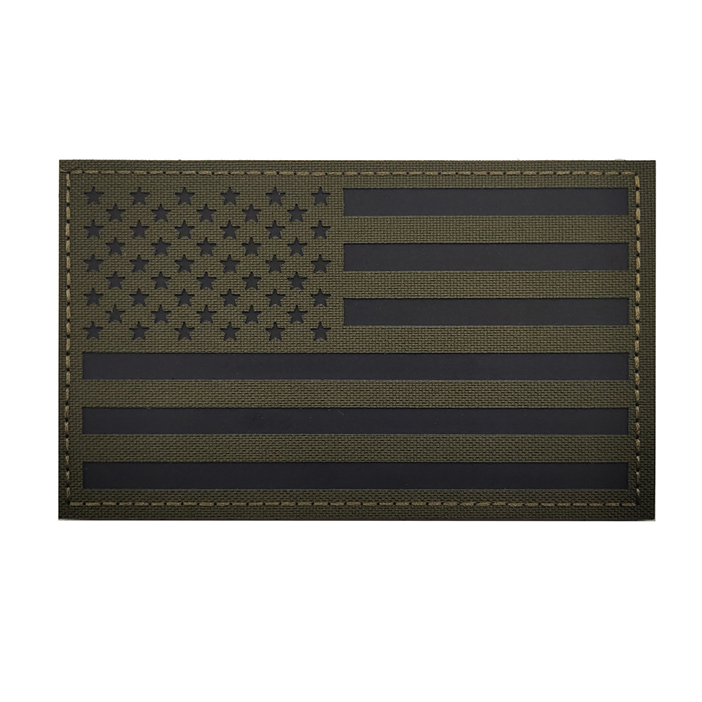5*3 pulgadas nosotros bandera parches láser corte reflectante velcro insignia 5*3 velcro brazalete