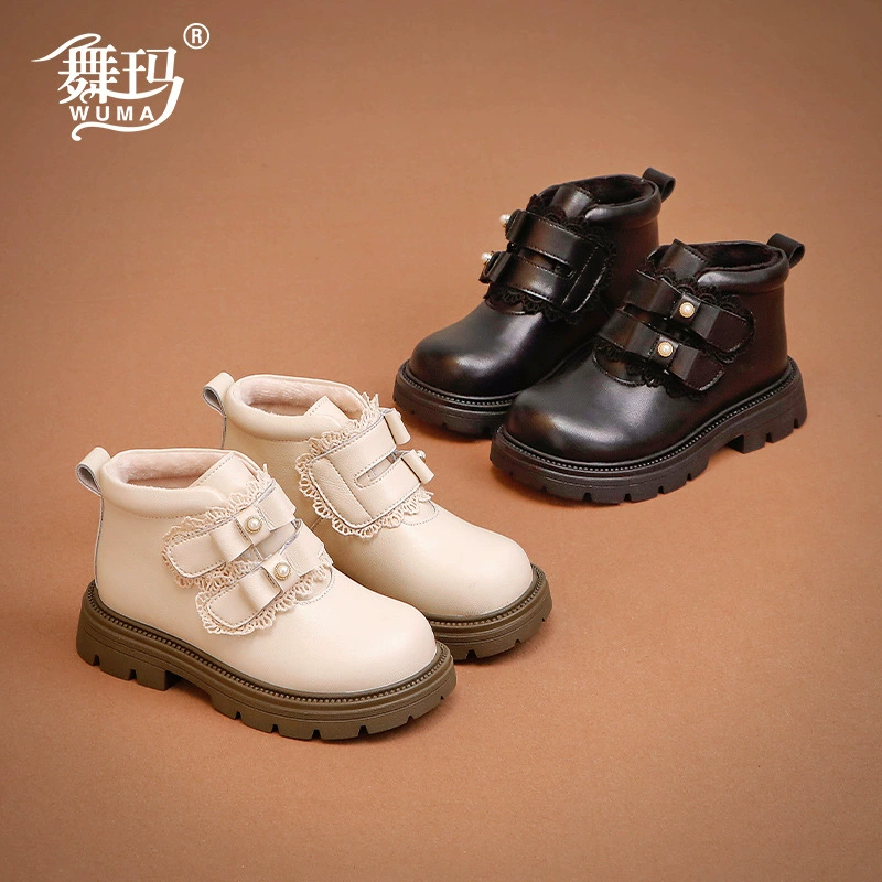 Сапоги для девочек детские кожаные сапоги принцессы 2024 новый зимний