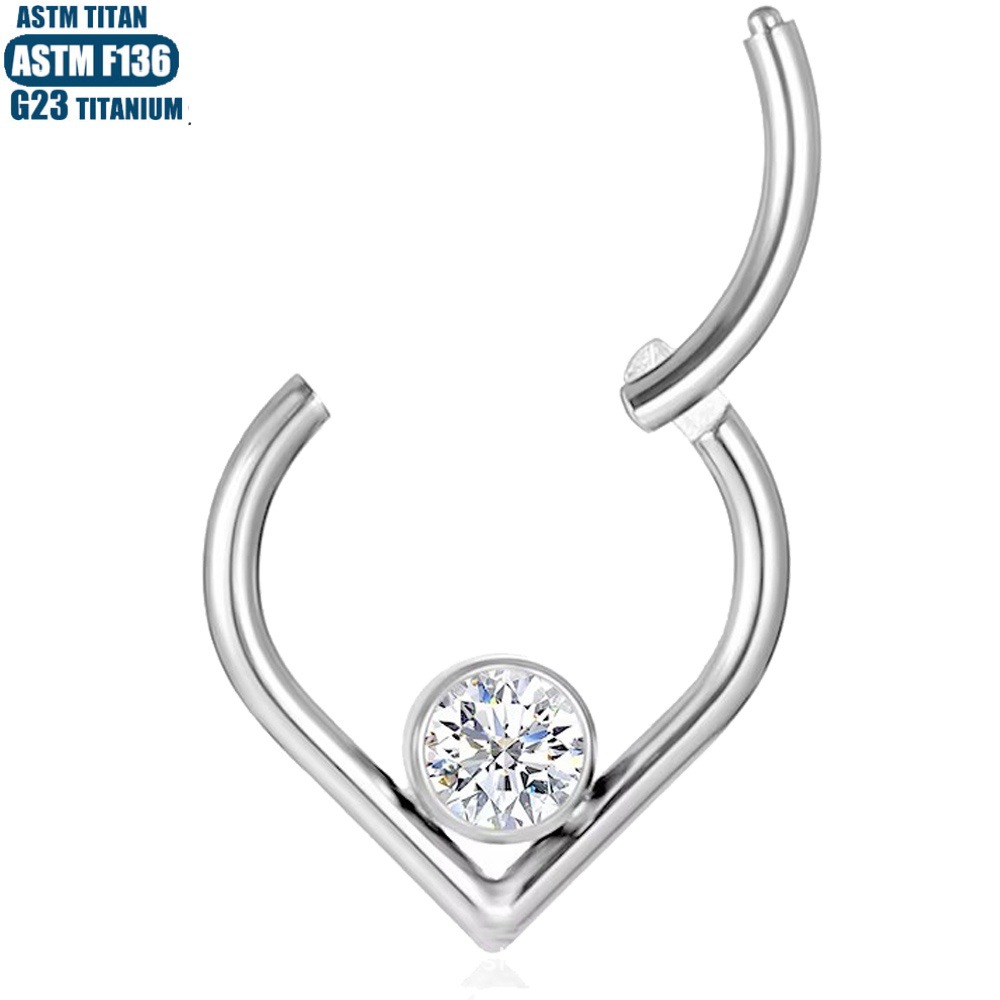 F136 Titanium Alloy Water Drop Earrings Nose Ring Diamond Nose Piercing Nasal Septum Ring Seamless Ring Piercing Jewelry Earrings detail image 15