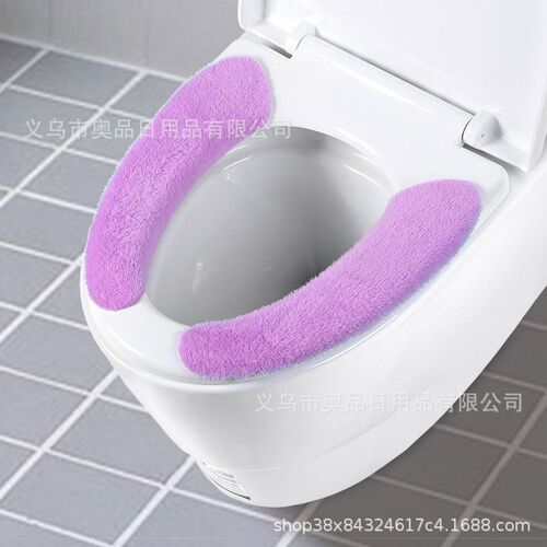 Toilet Seat Cushion Home Winter Thickened Toilet Mat Washable Toilet Cover Adhesive Type Four Seasons Universal Toilet Mat Sticky