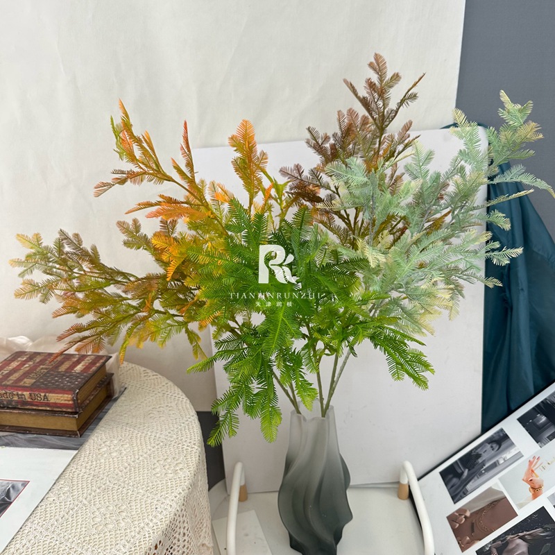 仿真绿植杉树叶假花森系绿色花材插花造景婚礼路引婚庆布置装饰