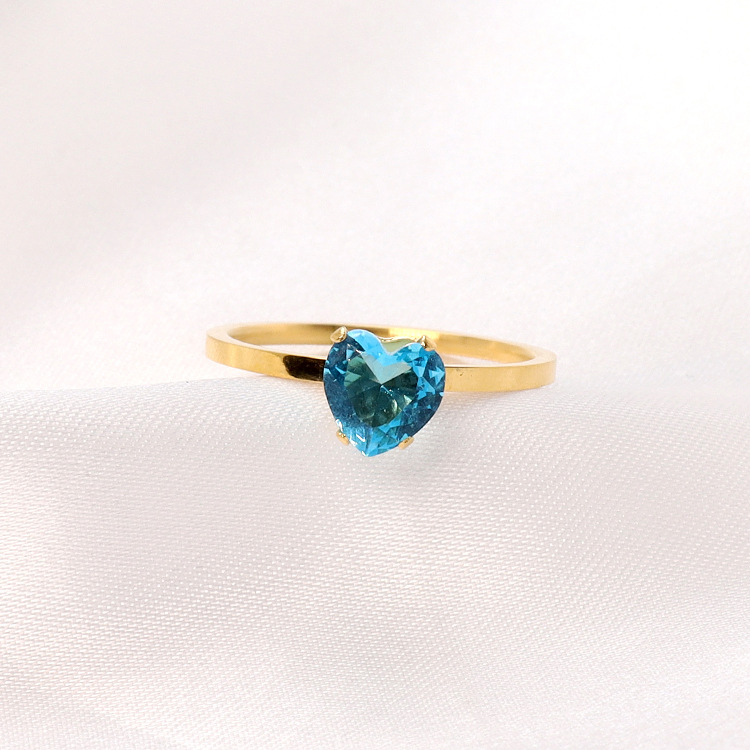 Rings Classification 6, 7, 8 Ring Size Birthday Occasion Stainless Steel Material Fashion Heart Shape Stainless Steel Inlay Rhinestones Rings