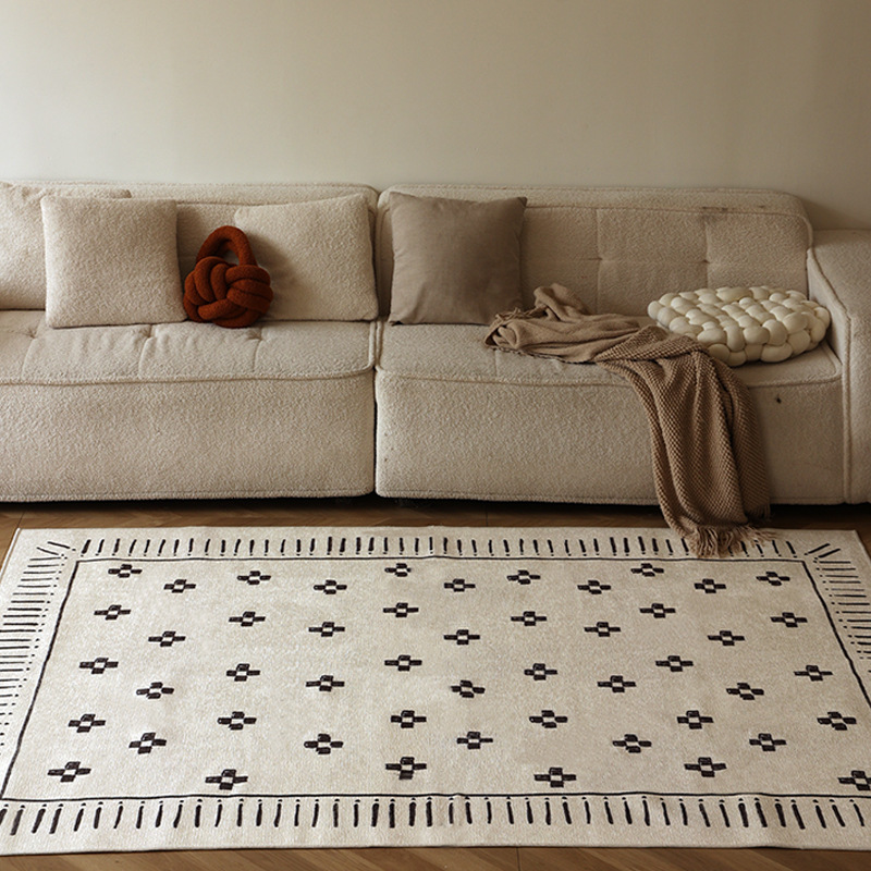 Alfombra de estilo crema francesa de venta caliente transfronteriza, sala de estar, tienda completa, alfombra de lujo ligera lavable y fácil de cuidar