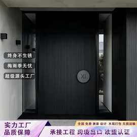 现代玻璃别墅大门双开门农村自建房大门防盗门入户门进户门铸铝门