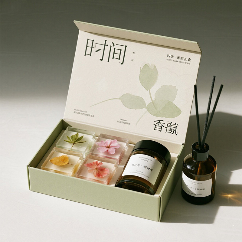 时间标本四季香薰礼盒植物蜡香薰蜡烛栀子花纯天然精油香氛礼盒装|undefined