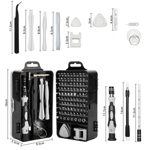 115-in-1 Cross-Border Screwdriver Set with 122-Piece Head Glasses, Computer, and Phone Repair Tool Kit, 110-Piece