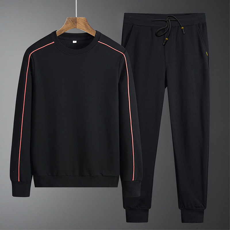 2024 moda todo-fósforo tendencia simple cuello redondo moda hombres estilo coreano delgado casual suéter pantalones traje cien