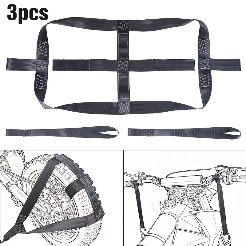 Factory direct sales cross-border motorcycle transport fixing strap three-piece set, off-road motorcycle trailer tire binding strap