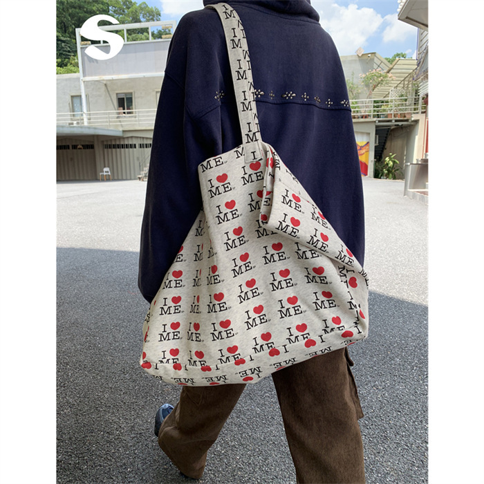 Sleep at 11 Commuting Age Reduction Easiest for Match Letter Love Print Large Capacity Lightweight Casual Portable Shoulder Bag