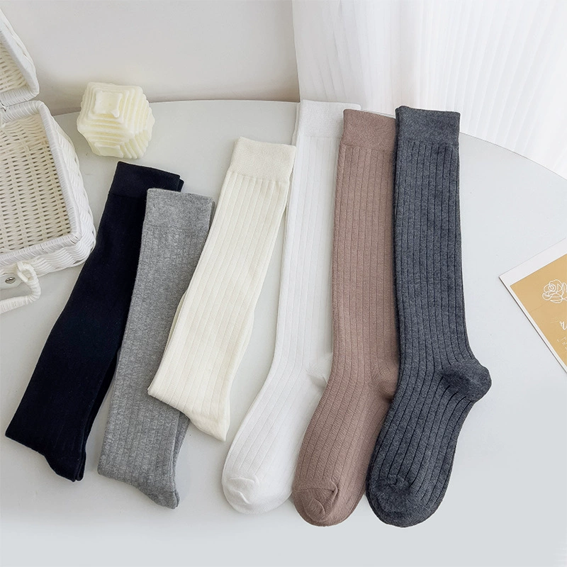 White spring summer colored breathable Japanese socks, mid-length, fitted