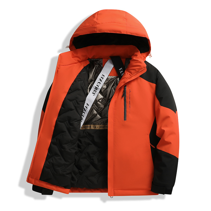 冬款石墨烯自热棉服男士外套宽松立领拼色加厚工装情侣冲锋衣8900