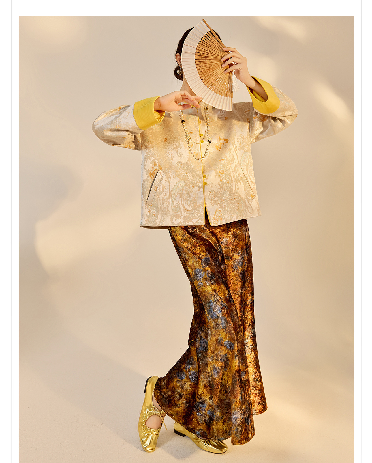 Áo khoác nữ kiểu Trung Hoa mới, chất liệu jacquard họa tiết nổi, phối khuy cài, form suông thu đông N9025 — Miju [phiên bản cotton], Hồng nhạt [phiên bản cotton], hồng nhạt, cơm cam chi tiết 14