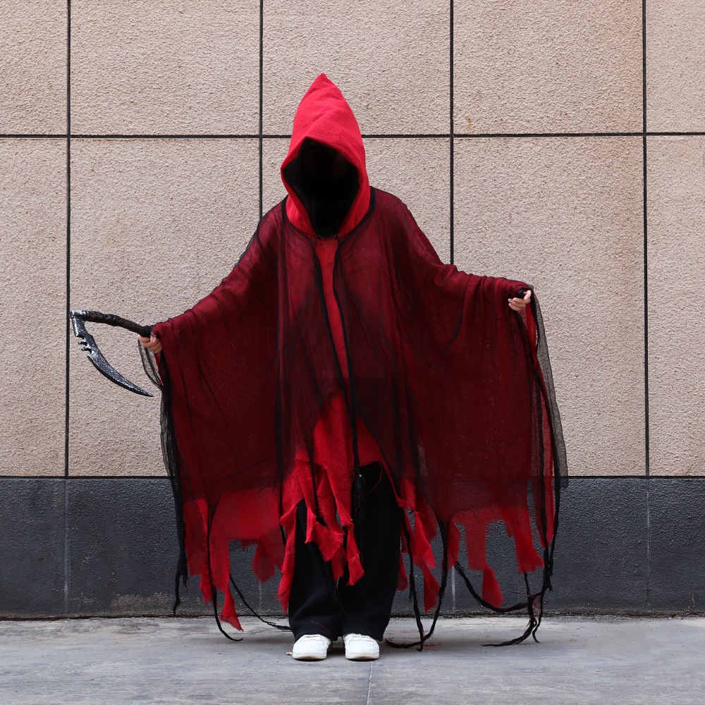 Halloween trapos capa capa de la muerte cosplay adulto traje zombie horror esqueleto trapos de trapos