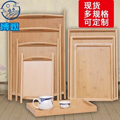 竹の木のトレーの長方形のお茶の杯は取っ手のホテルのレストランのトレーの双耳の菓子のパンの木の皿を持ちます。