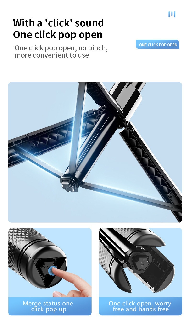 K29 Telefoon Bluetooth Afstandsbediening Statief Selfie Stick Vierassige Handheld Stabilisator Live Streaming Vloerstatief 2,15 m_voghion.com