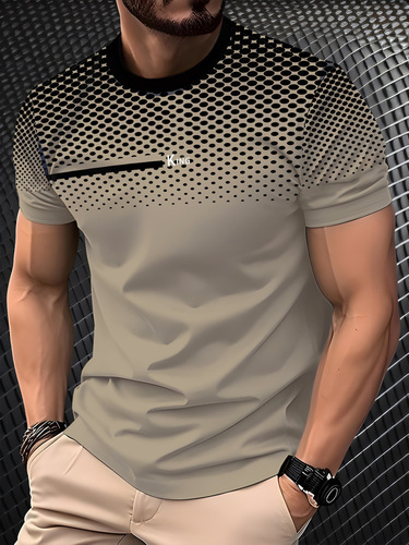 New Summer 3D Digital Printing Short-Sleeve T-Shirt for Men, European and American Fashion Casual Style Printed Crew Neck Short Sleeve