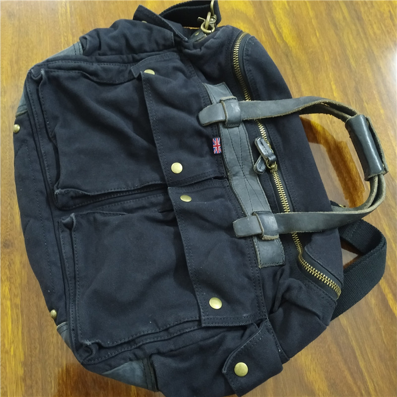 Retro fashion heavy industrial washed large capacity portable shoulder bag, crossbody bag, men's outdoor business travel canvas bag_voghion.com
