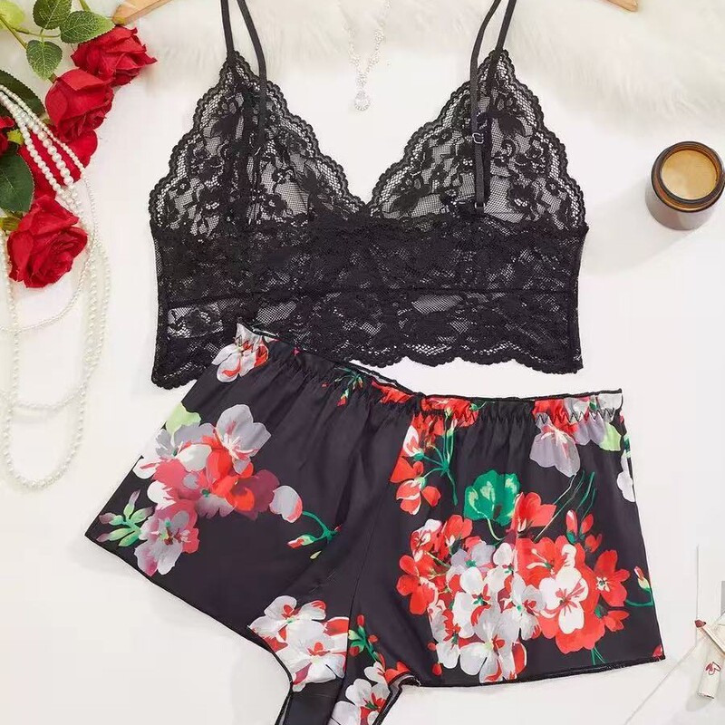 Cross-Border 2025 Amazon New Sexy Lingerie Sexy European and American Lace Lingerie Two-Piece Set for Women Cross-Border 2025 Amazon New Sexy Lingerie Sexy European and American Lace Lingerie Two-Piece Set for Women