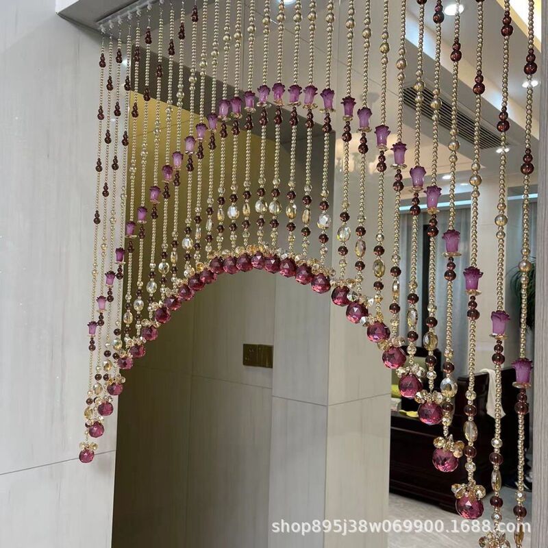 Crystal Bead Curtain Kitchen Door Curtain Home New Punch-free Bead Curtain Encrypted wine red Cornucopia Crystal Bead Curtain Kitchen Door Curtain Home New Punch-free Bead Curtain Encrypted wine red Cornucopia