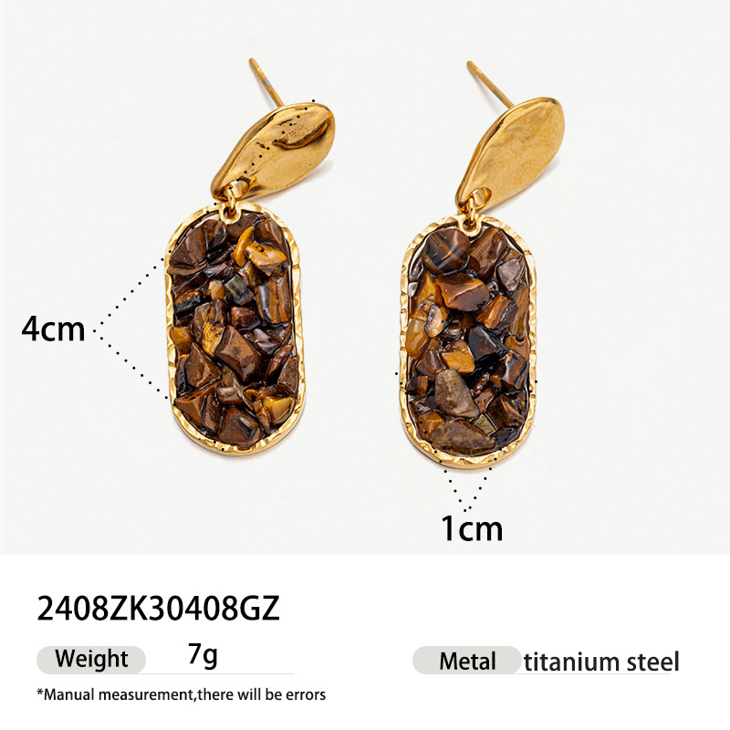 Taina pendientes de resina de piedra natural ojo de tigre pendientes de piedra de nicho femenino diseño pendientes de cristal diamantes estilo europeo y americano