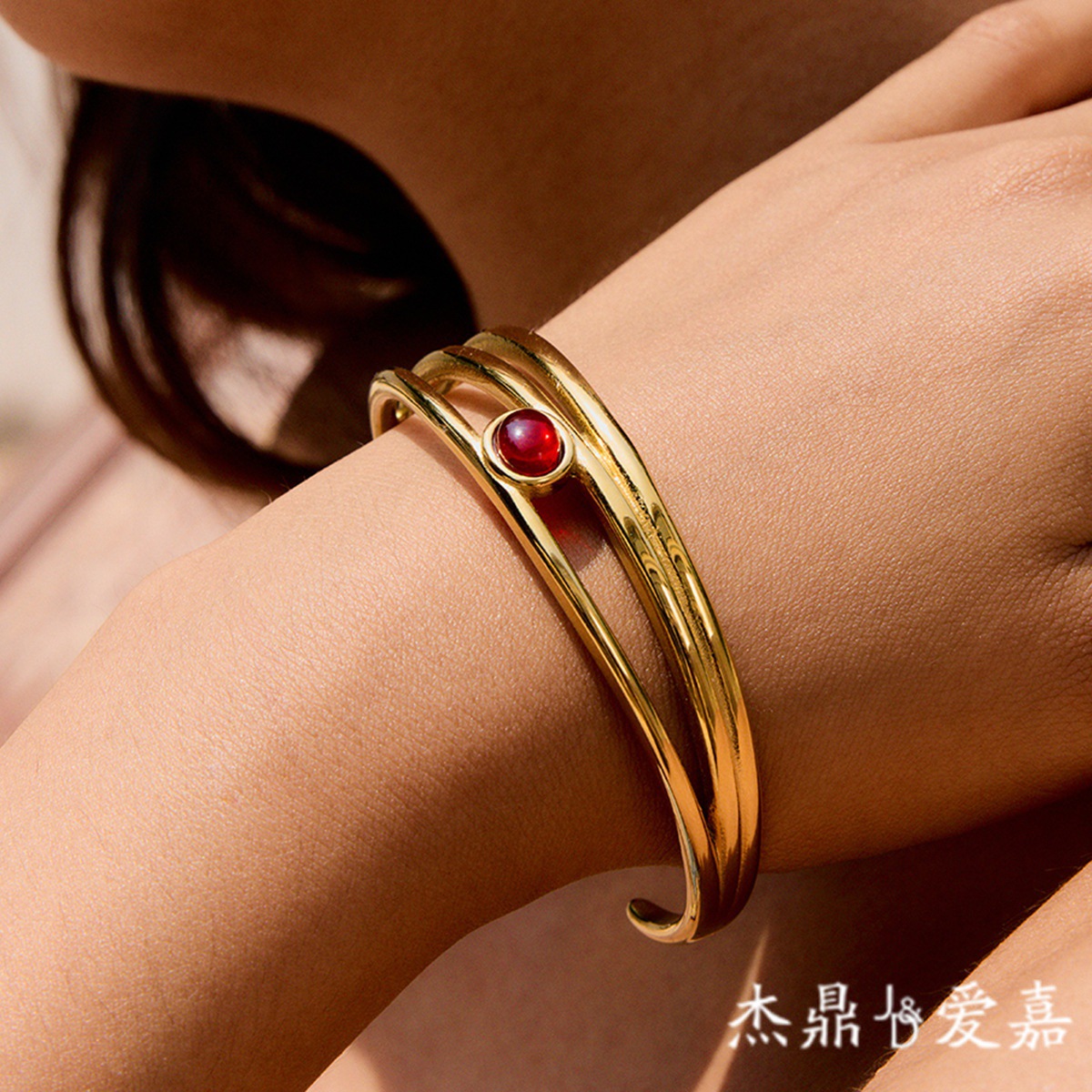 Jeding brazalete de piedra natural para mujer, sin decoloración, joyería ligera de lujo de alta gama, estilo explosivo transfronterizo, pulsera de joyería de acero inoxidable