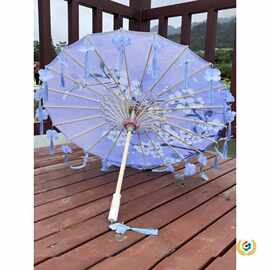 古风花瓣流苏伞汉服拍照道具伞演出舞蹈走秀伞油纸伞手工梨花香伞