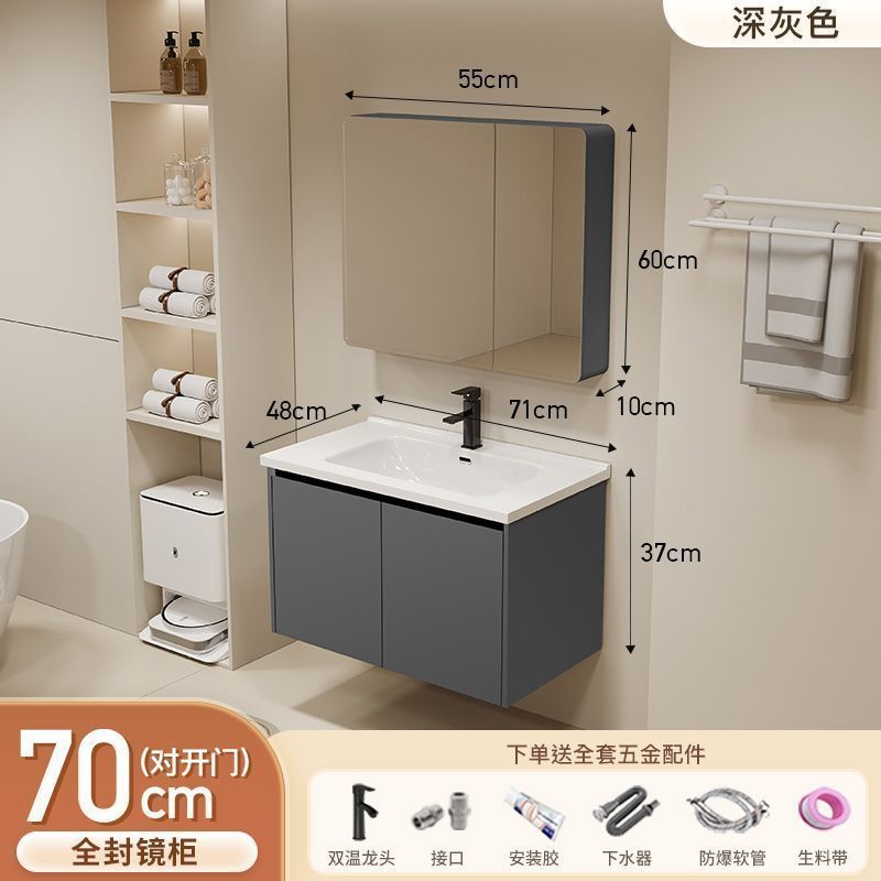 Gabinete de baño de aluminio inteligente espacial grueso combinación lavabo lavabo en cerámica lavabo fábrica de inodoro al por mayor