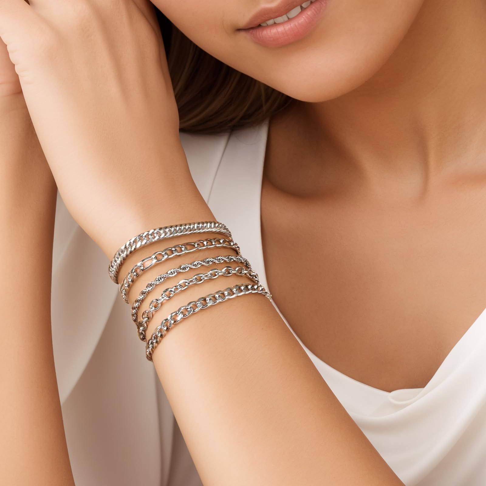 Multi-layer Stackable Chain Bracelet Gold Plated Brass Jewelry_voghion.com