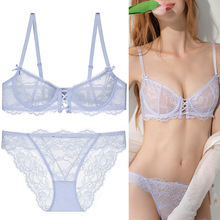 新款性感胸罩法式超薄大胸显小内衣蕾丝防下垂文胸套装 Bra 女
