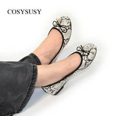 2025春夏季蛇纹平底鞋圆头休闲女式单鞋平底芭蕾舞鞋Flat shoes