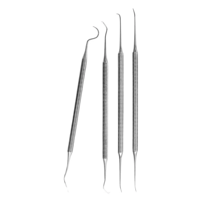 В наличии Инструменты стоматолога из нержавеющей стали Набор из 4 предметов Стоматологический скалер Уход за полостью рта Отбеливающий костюм для зубов Стоматологический прибор