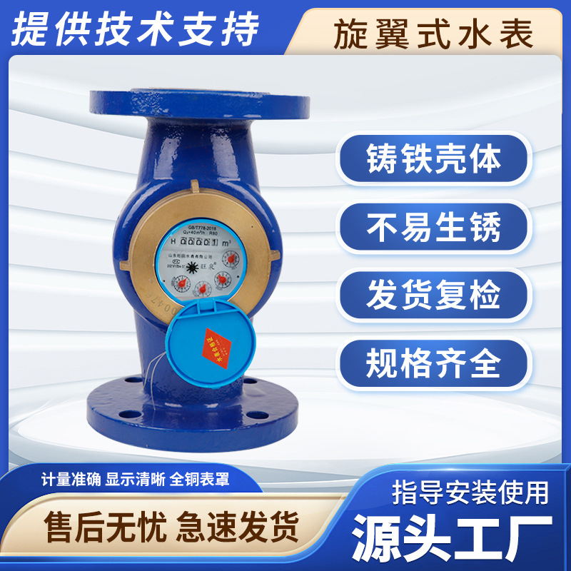 旋翼式水表工业家用数字显示铸铁法兰机械冷水表表壳智能智能远传