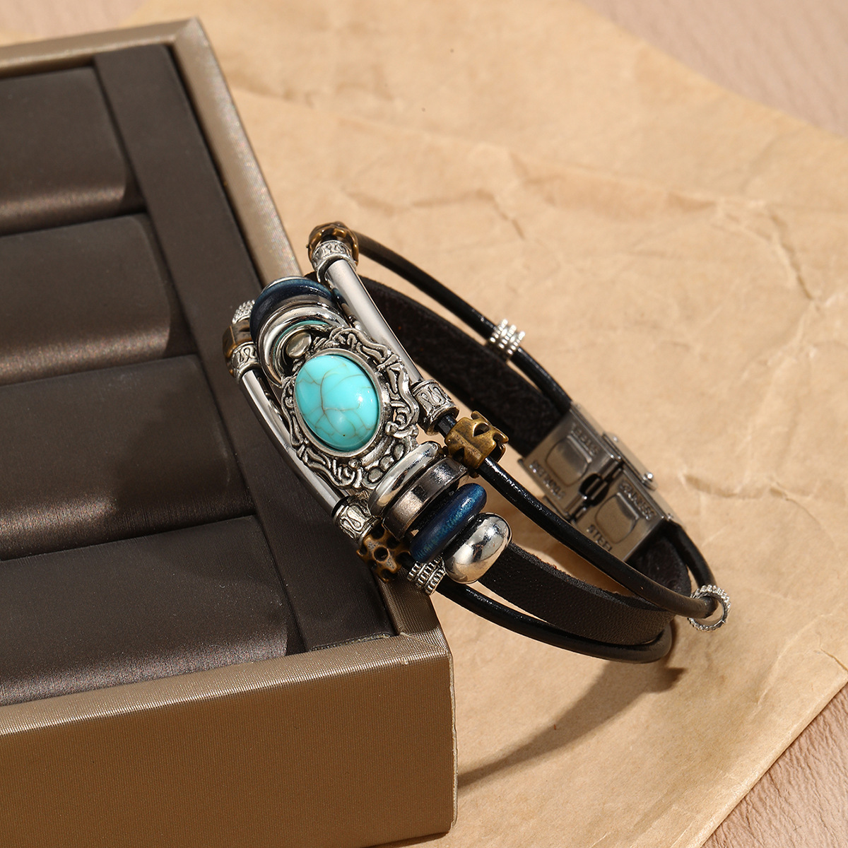 18g Weight December Birthstone Turquoise Inlay Material Bracelets Classification Leather Rope, Leather Chain Material 1 Piece Quantity Casual, Daily, Shopping Occasion Pu Leather Material Oval Pattern Men's Gender Inlay Design Modern Style, Cool Style Style Modern Style Cool Style Oval Pu Leather Inlay December Birthstone Turquoise Men's Bracelets Men Cord & Leather Bracelets 8