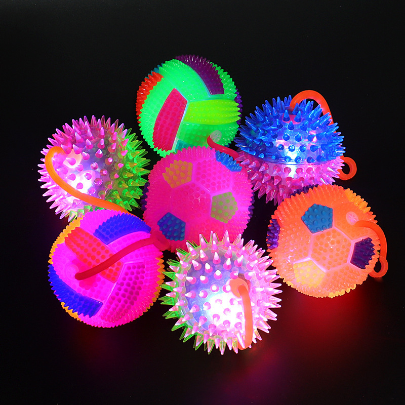 Luminous Elastic Massage Ball with Rope Volleyball with Rope Football Flash Children's Toys Night Market Stall Wholesale Factory