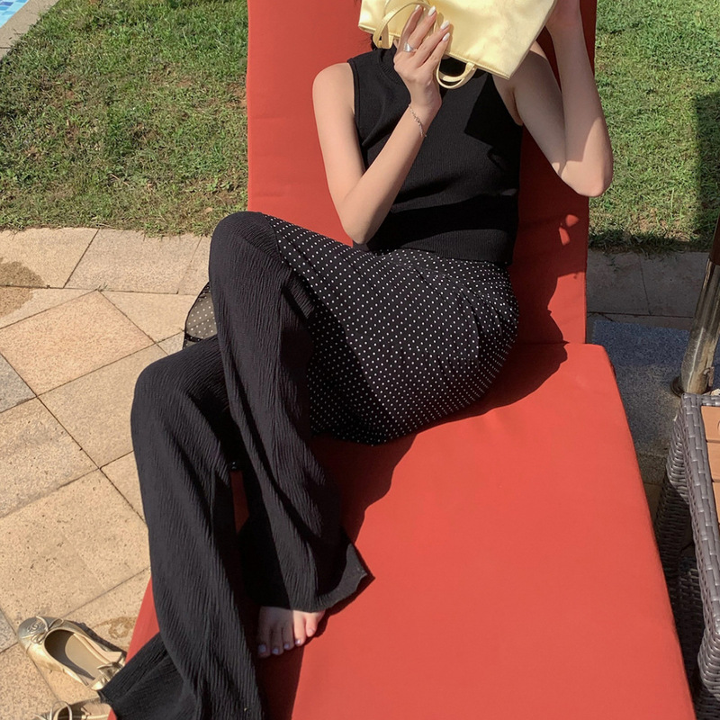 [No Return, No Exchange] Miu Polka Dot Skirt Layered with See-Through Chiffon Skirt for Women in Spring Slimming Look Straight Skirt