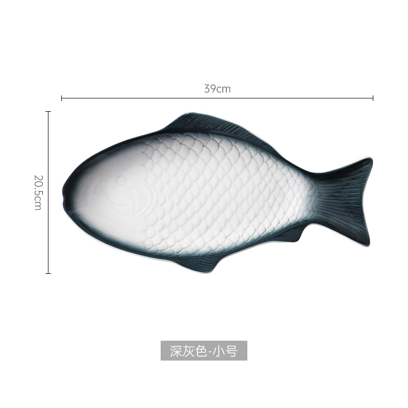 Nórdico personalizado en forma de pez plato de cerámica plato doméstico plato de pescado placa plana de color bajo vidriado ins creativo de gran tamaño pequeño plato de pescado al vapor