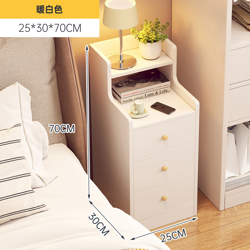 Mesita de noche simple y moderna, pequeño estilo crema, dormitorio, armario de costura, armario de almacenamiento, sala de alquiler, estante de mesa lateral ultra estrecho