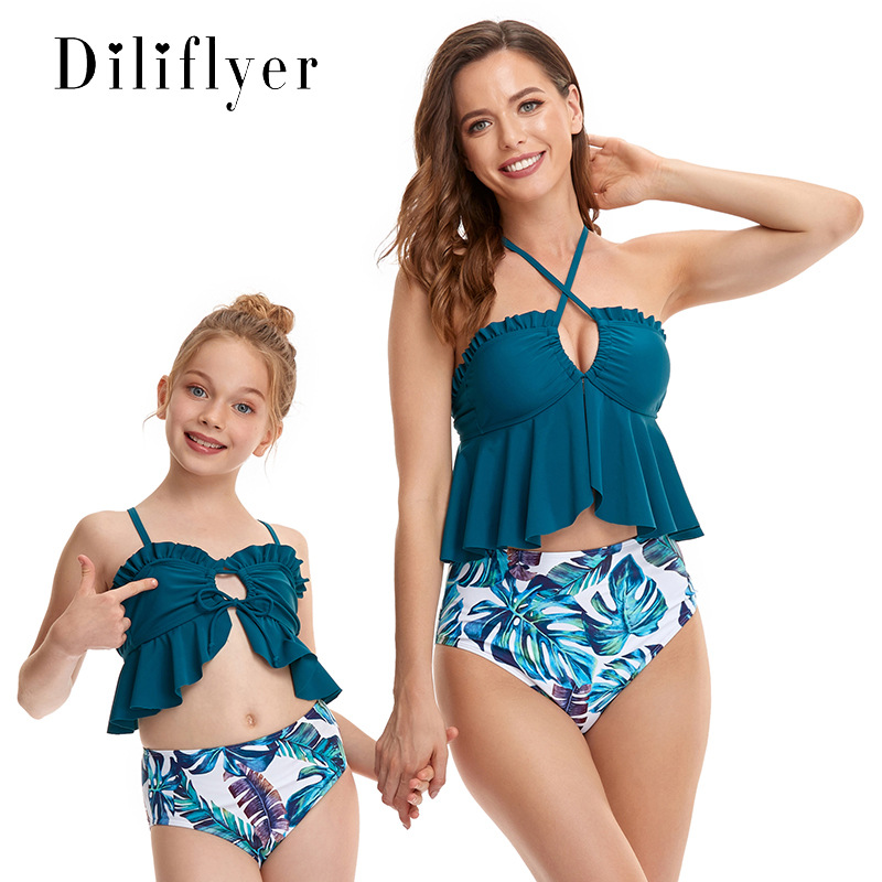 Parent-Child Bikini Covered Belly Split Swimsuit