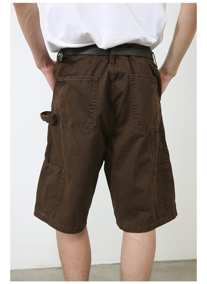 Quần short nam denim ống rộng , lưng cao thoải mái mặc mùa hè — Màu cà phê, Màu xanh lá, Màu đen chi tiết 19