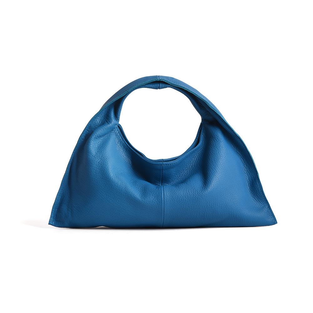 Korean Style Versatile Simple Genuine Leather Casual Commuter Cloud Underarm Bag Retro Large Capacity Textured Lambskin Dumpling Bag For Women - Thumbnail 8
