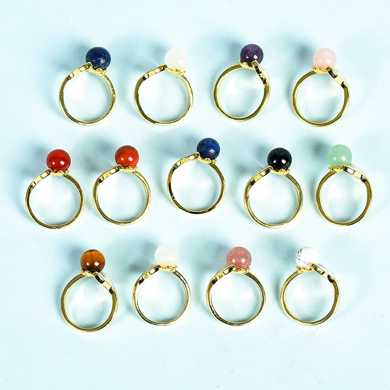 Natural water, crystal, natural ore, round beads, ring with stone jade handmade, accessory, wholesale
